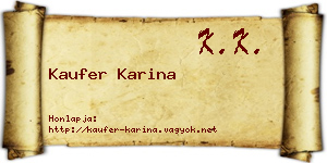 Kaufer Karina névjegykártya